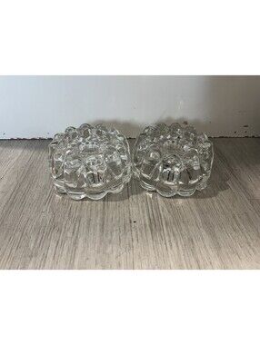 Set Of 2 Princess House Lead Crystal Reversible 3 Way Glass Candle Holder